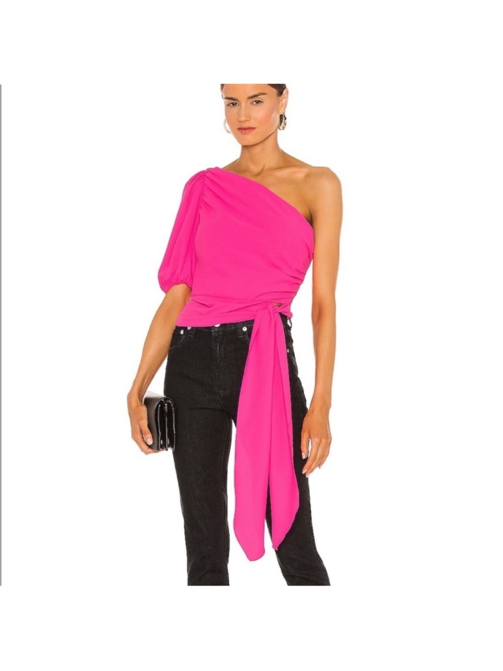 Amanda Uprichard One-Shoulder Hot Pink Top